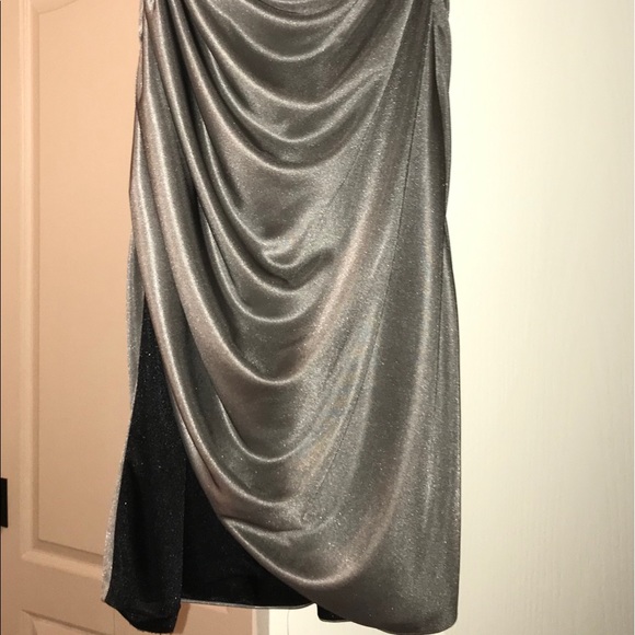 Designer Badgley Mischka Strapless Grey Mini Dress - Picture 3 of 8